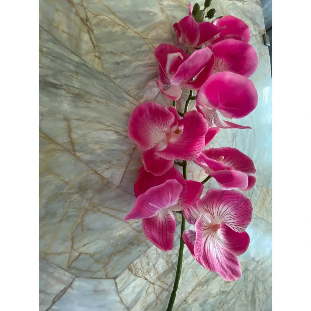 Fuchsia Pink Artificial Orchid Stem Realistic Silk Phalaenopsis Floral Decor